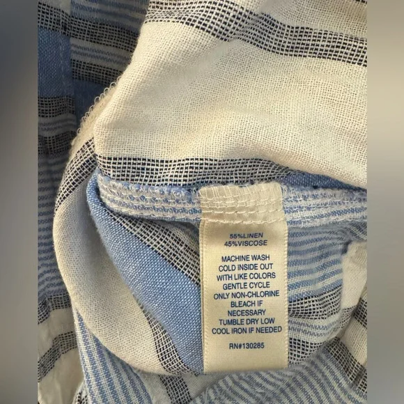 Women’s Linen Blend Striped Crop Pant Per Se Medium - Picture 4 of 4